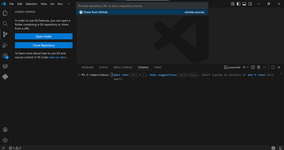 Использование git в VSCode